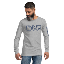 Load image into Gallery viewer, Temple Design Unisex Long Sleeve Tee with Blue Logo
