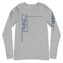 Load image into Gallery viewer, Temple Design Unisex Long Sleeve Tee with Blue Logo 2
