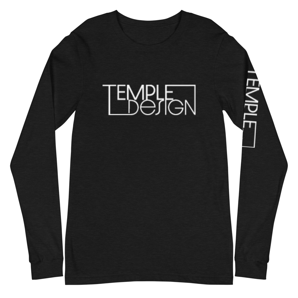Temple Design Unisex Long Sleeve Tee with White Logo