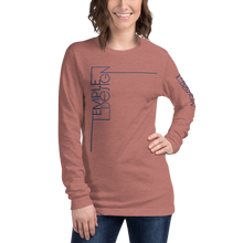 Load image into Gallery viewer, Temple Design Unisex Long Sleeve Tee with Blue Logo 2
