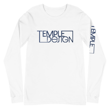 Load image into Gallery viewer, Temple Design Unisex Long Sleeve Tee with Blue Logo
